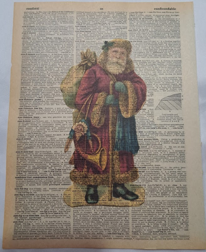 Christmas: Red Santa with Bugle Blue Gloves and Scarf