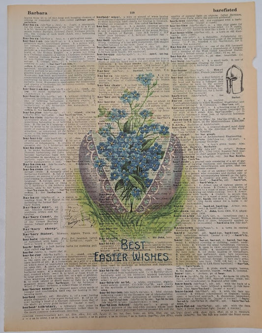 Easter: Easter egg with Blue Flowers