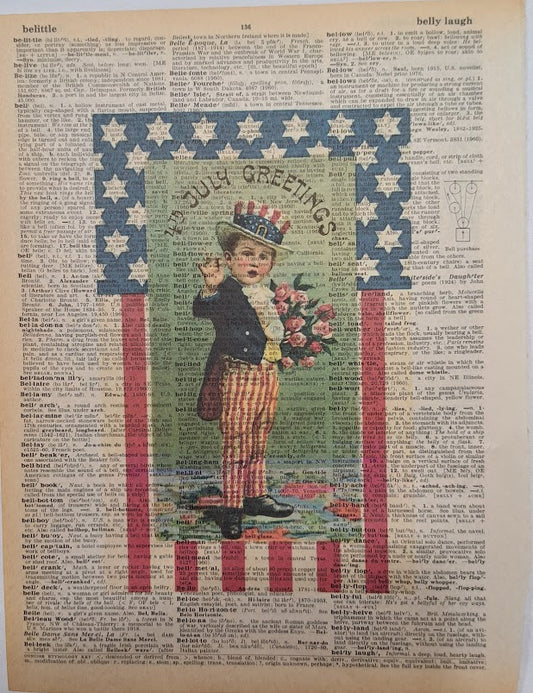 4th of July: Young Uncle Sam Greeting Card Print