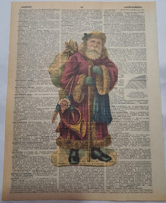 Christmas: Red Santa with Bugle Blue Gloves and Scarf