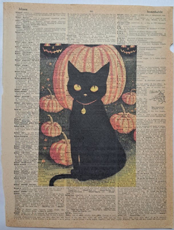 Halloween: Black Cat with Pumpkins