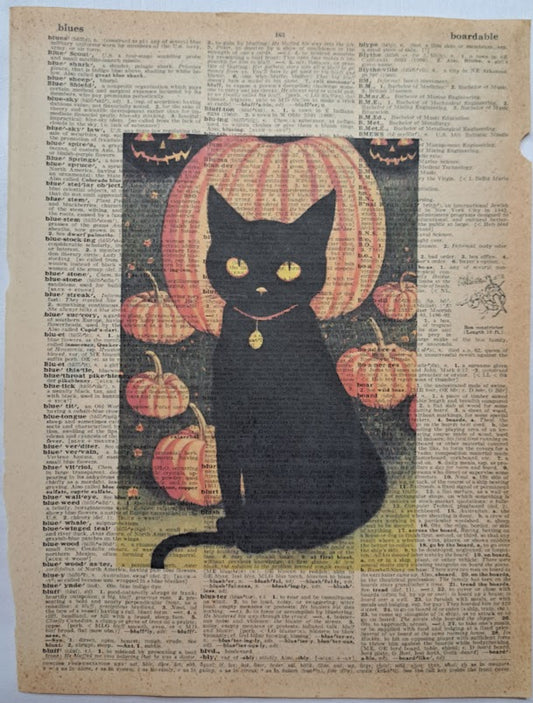 Halloween: Black Cat with Pumpkins