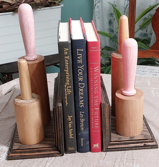 Rolling Pin Bookend - dark stain