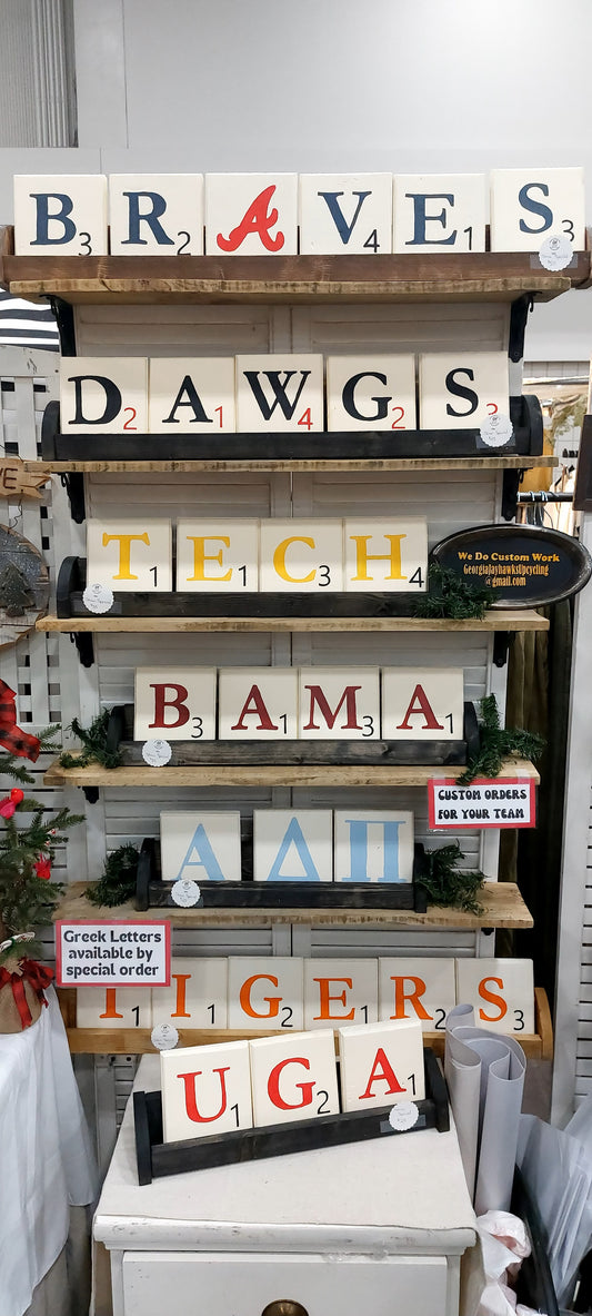 Scrabble Tiles (custom colored team letters)