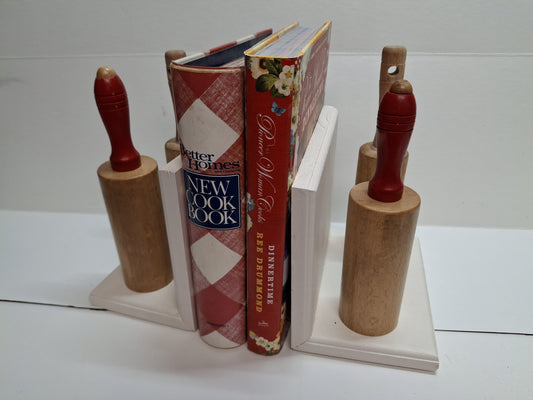 Rolling Pin Bookend - white paint